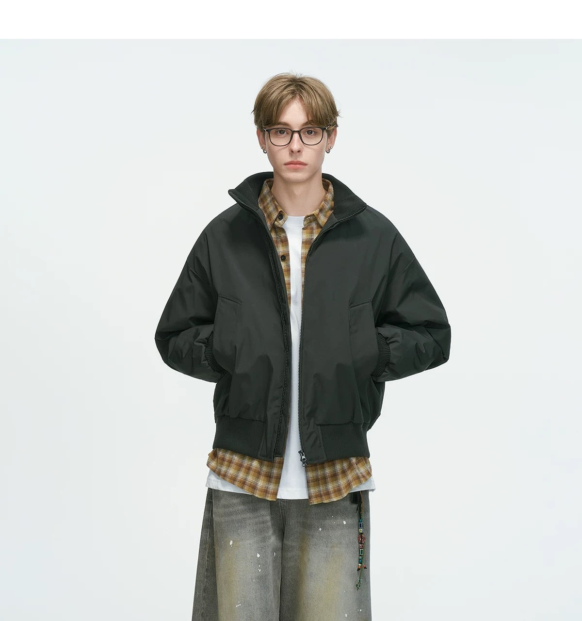 Stand Collar Down Jacket – Minimalist Warm Puffer for Winter Street Style   FE0073