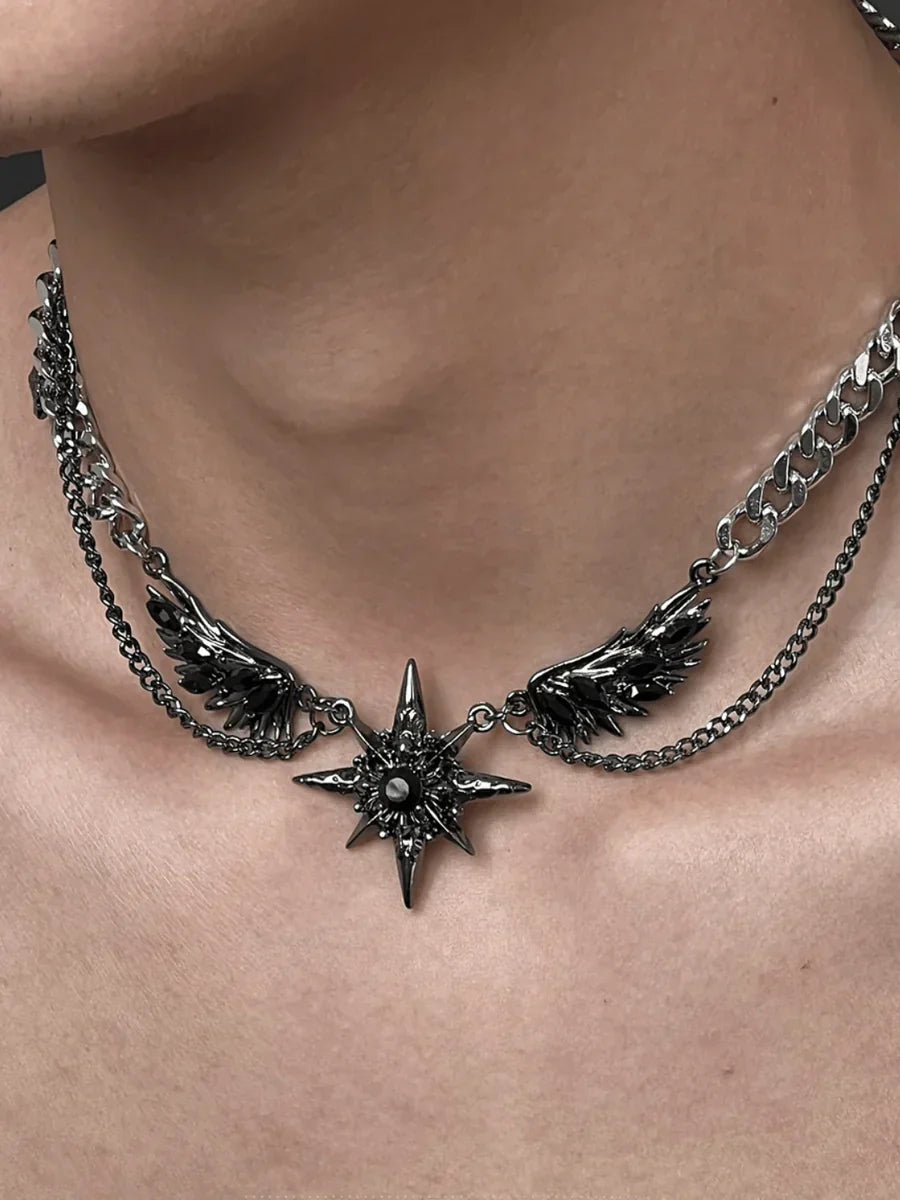 [CHEALIMPID] DARKGEMSTONE DIAMONDS WINGS DESIGN NECKLACE   FA088