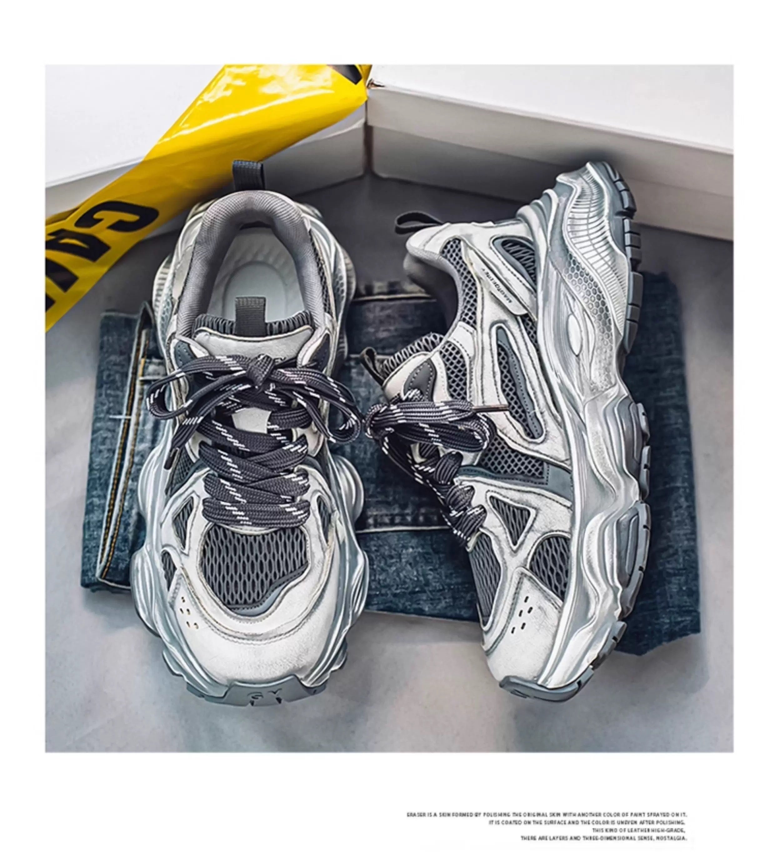 Men’s Retro Chunky Sneakers Casual Fashion Dad Shoes Soft Sole Trendy Running Shoes S0015