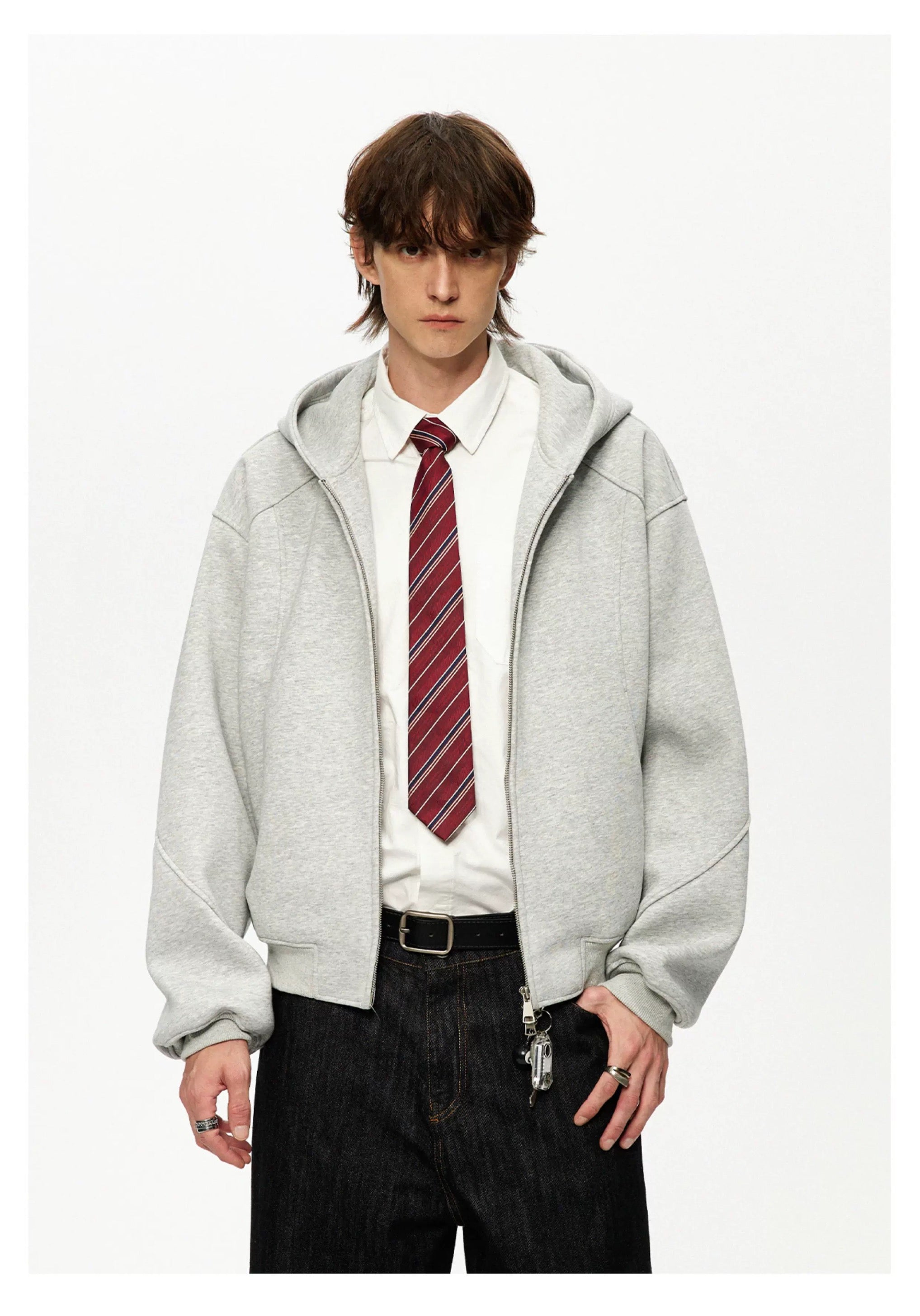 Men’s Cropped Zip-Up Hoodie – American Street Minimal Short Hoodie Jacket FE0003
