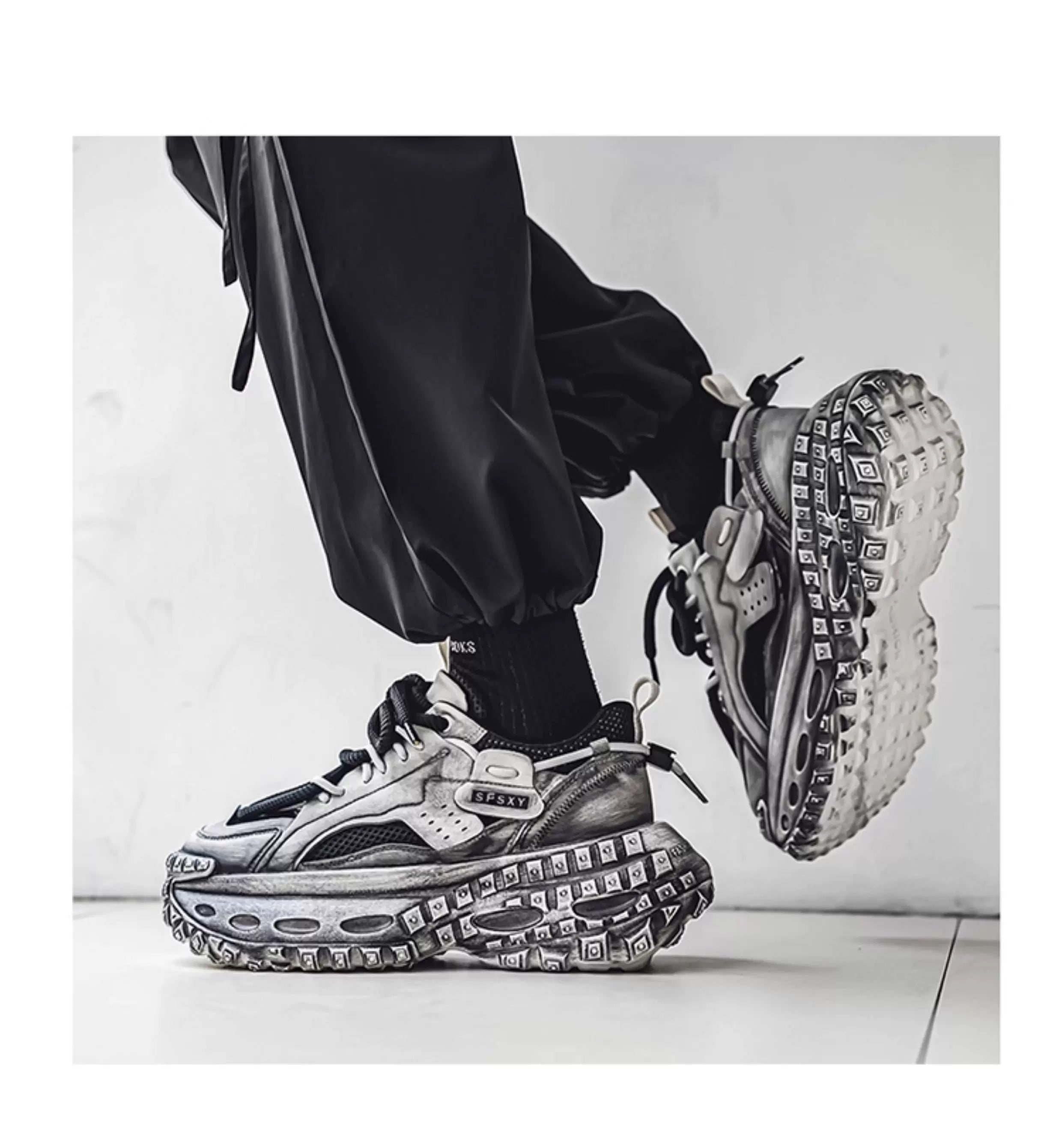 Men’s 2025 New Chunky Sneakers Tire Sole Platform Dad Shoes Fashion Street Style Casual Running ShoesS0016