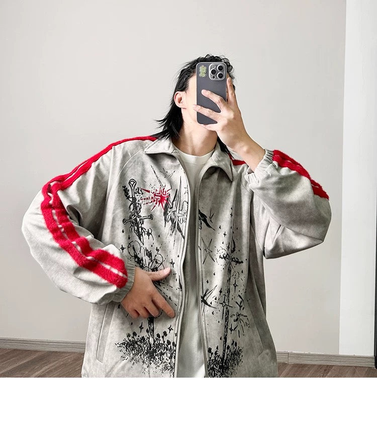 Men’s Printed Color-Block Fleece Jacket  FE0333