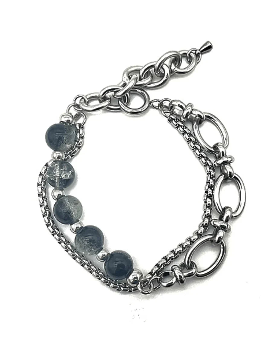 STEEL DOUBLE-LAYER BURST BEADS BRACELET   FA095