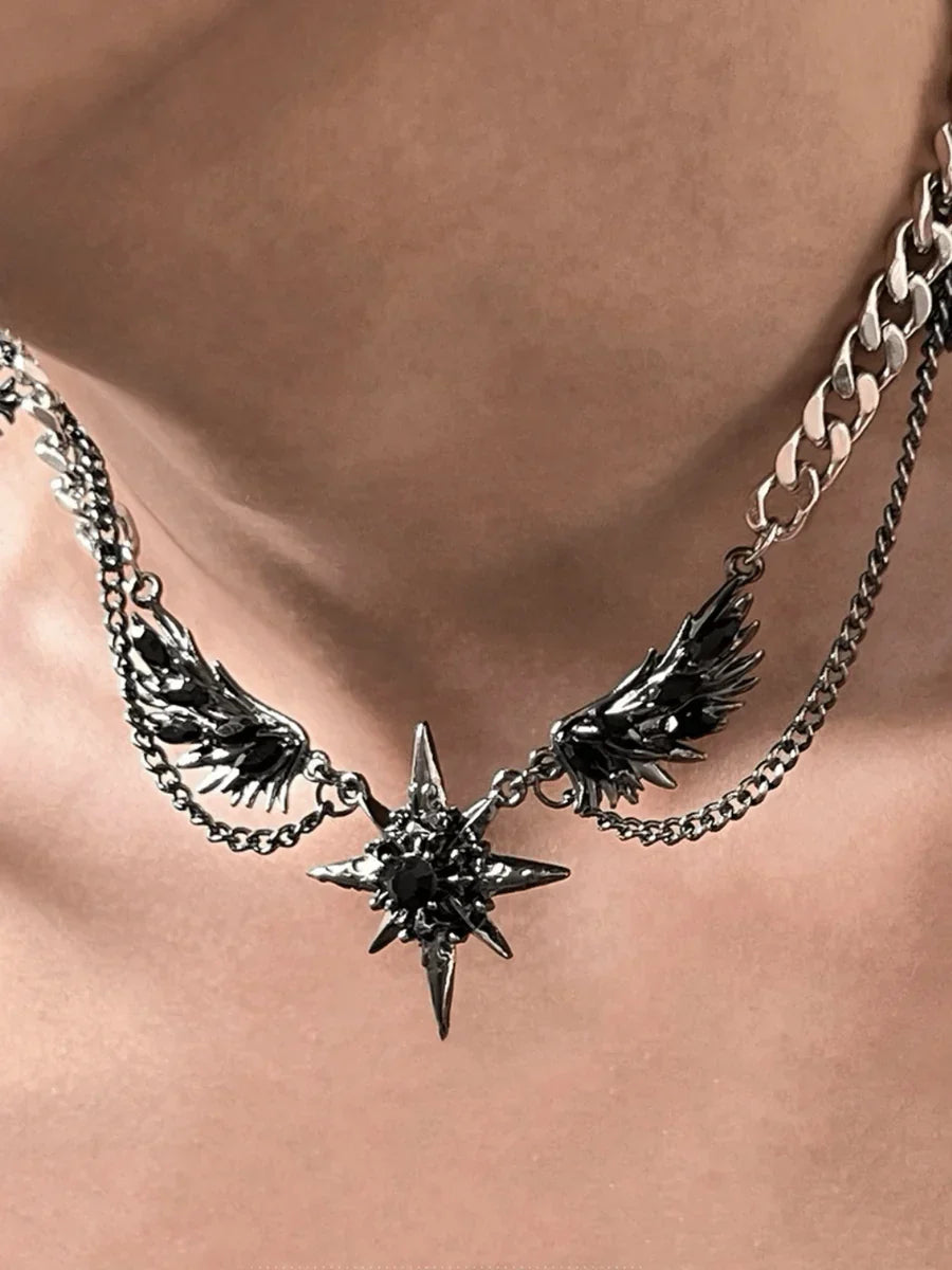 [CHEALIMPID] DARKGEMSTONE DIAMONDS WINGS DESIGN NECKLACE   FA088