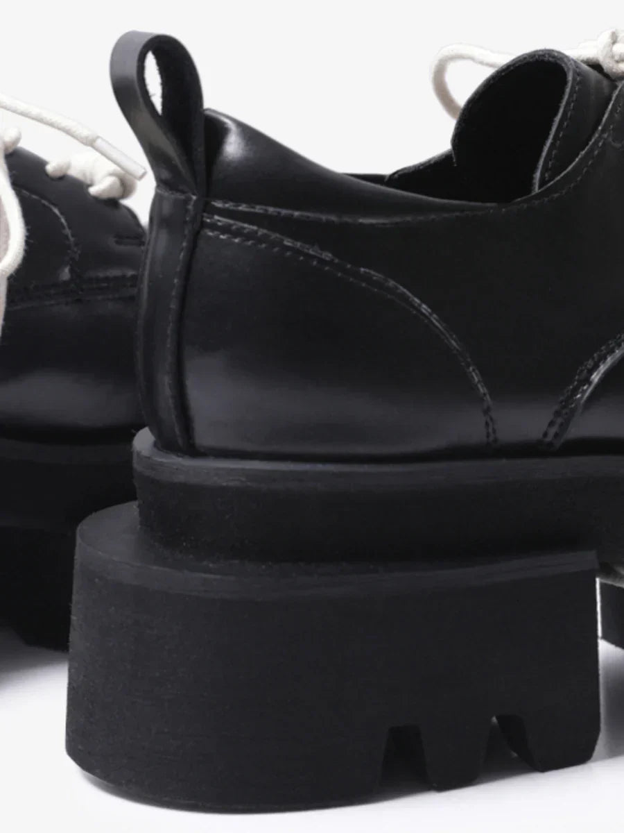 LEATHER SQUARE HEAD LACE-UP DERBY SHOES S020