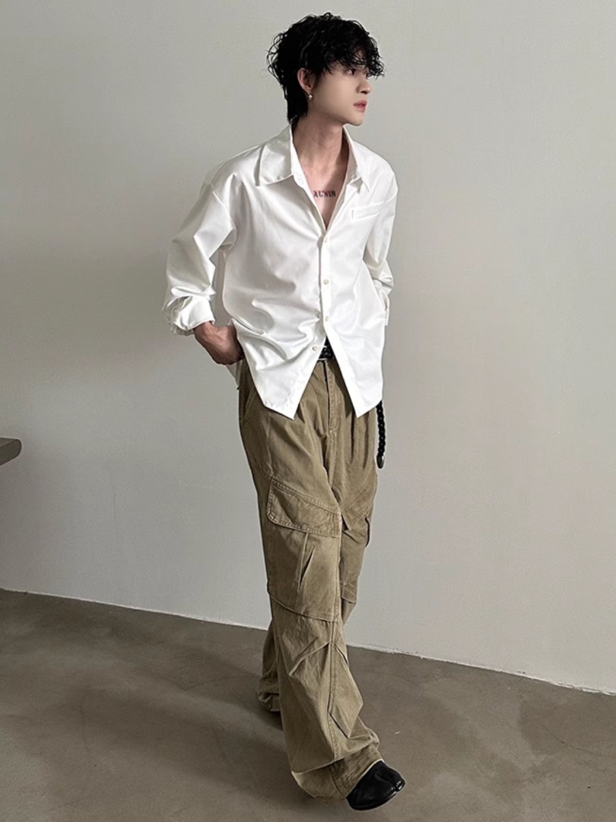 [GENESISBOY] short long-sleeved shirt  FE0555
