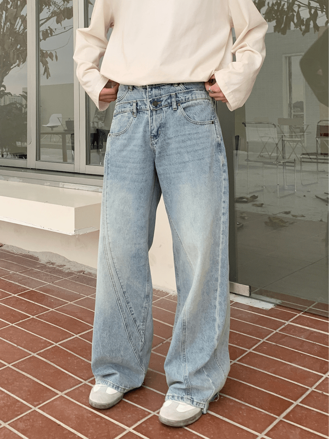 [ONELYC1NS] Double-waist Denim Pants   FE0430