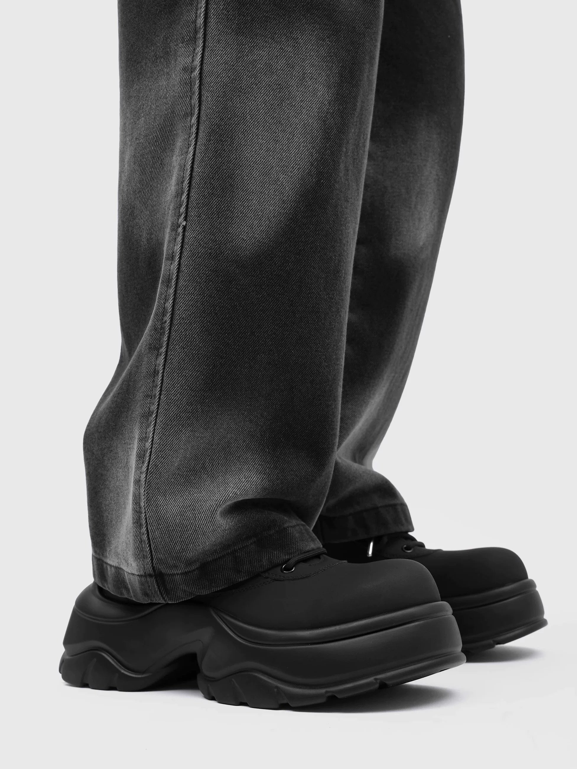 Parisian Chunky Derby Shoes - Matte Black Platform Dad Shoes (Unisex Black Warrior Style Luxury Footwear) S0007