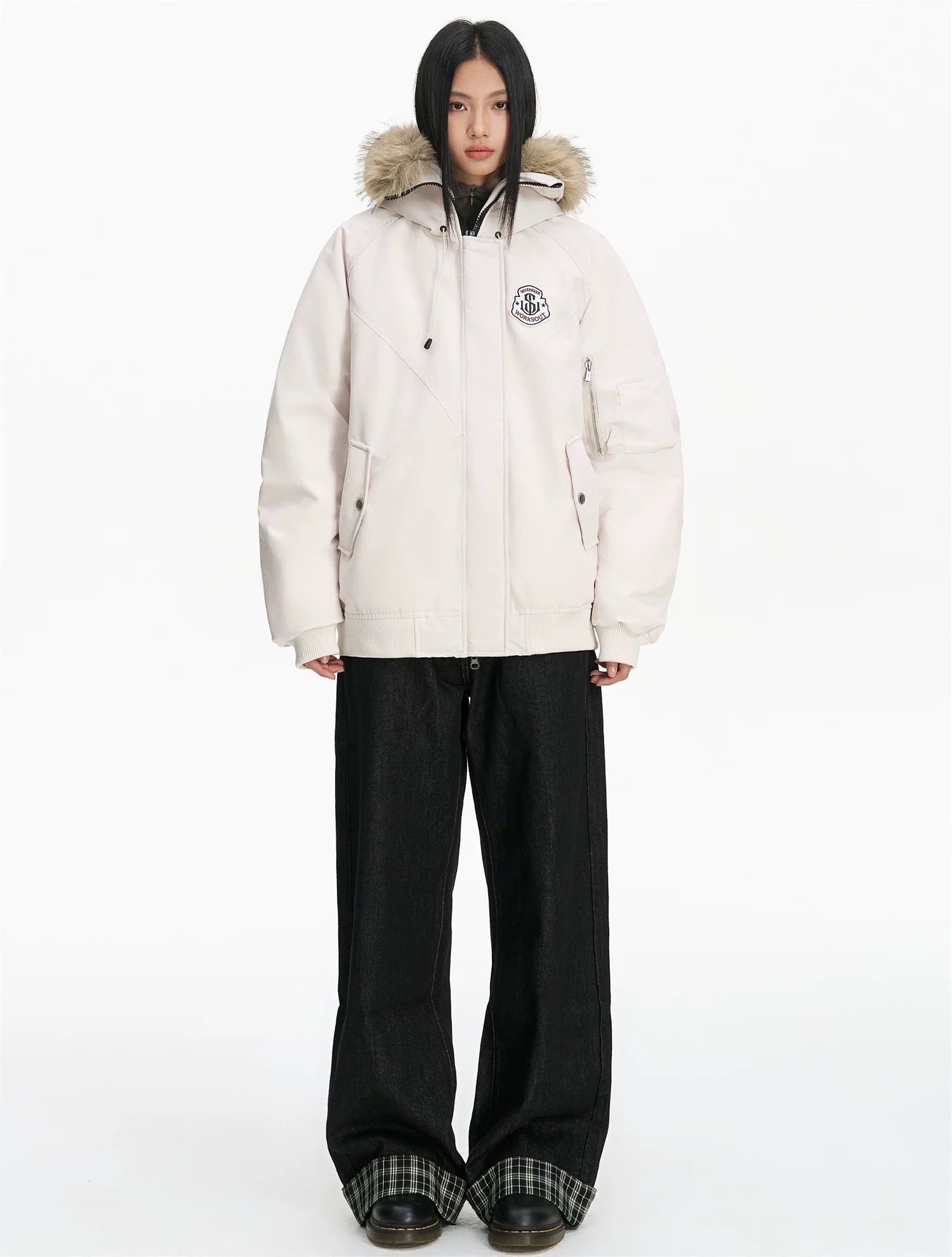 Detachable Fur Hooded Parka – Vintage American Winter Cotton Jacket  FE0345