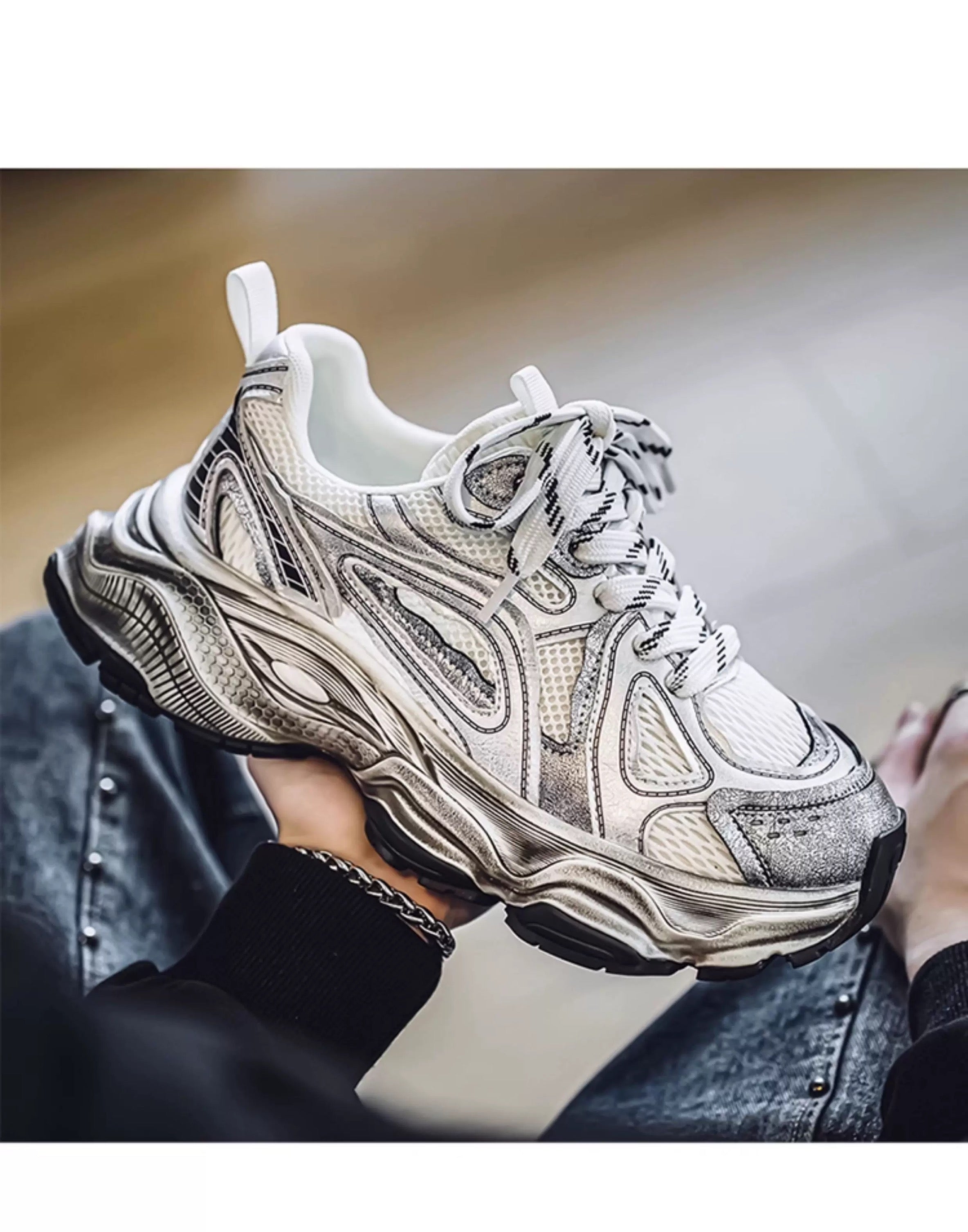 Men’s Retro Chunky Sneakers Casual Fashion Dad Shoes Soft Sole Trendy Running Shoes S0015