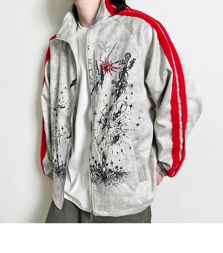 Men’s Printed Color-Block Fleece Jacket  FE0333