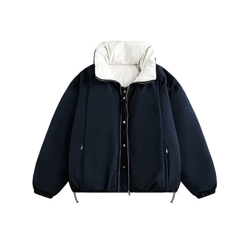 Men’s White Duck Down Stand Collar Puffer Jacket – Minimal Warm Winter Outerwear FE0039