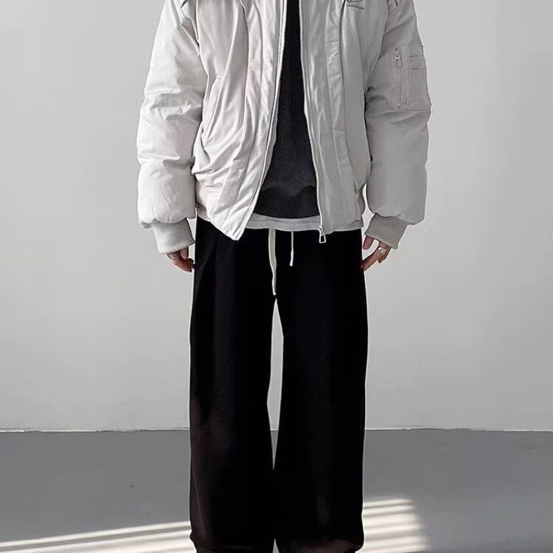 Men’s Deconstructed Bomber Jacket – American Retro High-Street Flight Outerwear FE0041