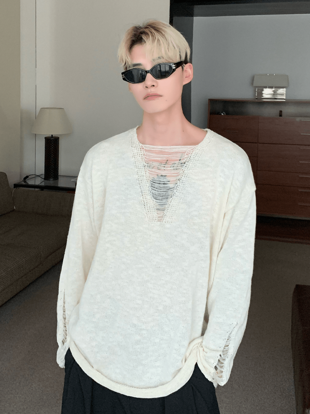 [CUIBUJU] V-neck loose trend within shirt   FE0552