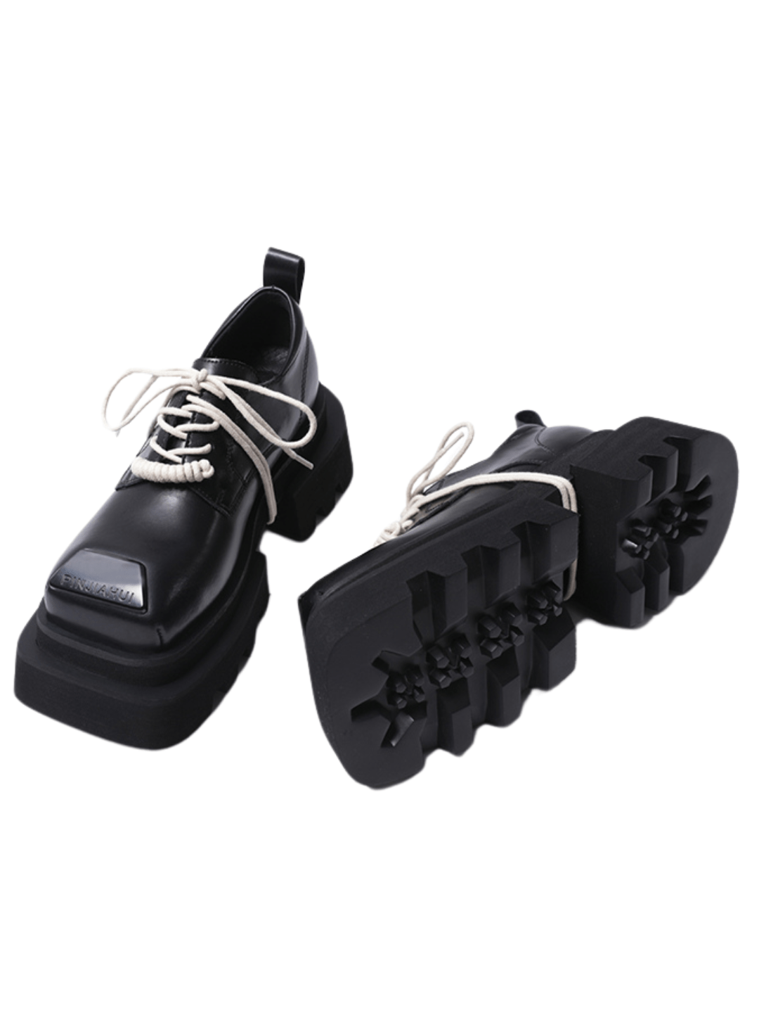 leather square head lace-up Derby shoes S034