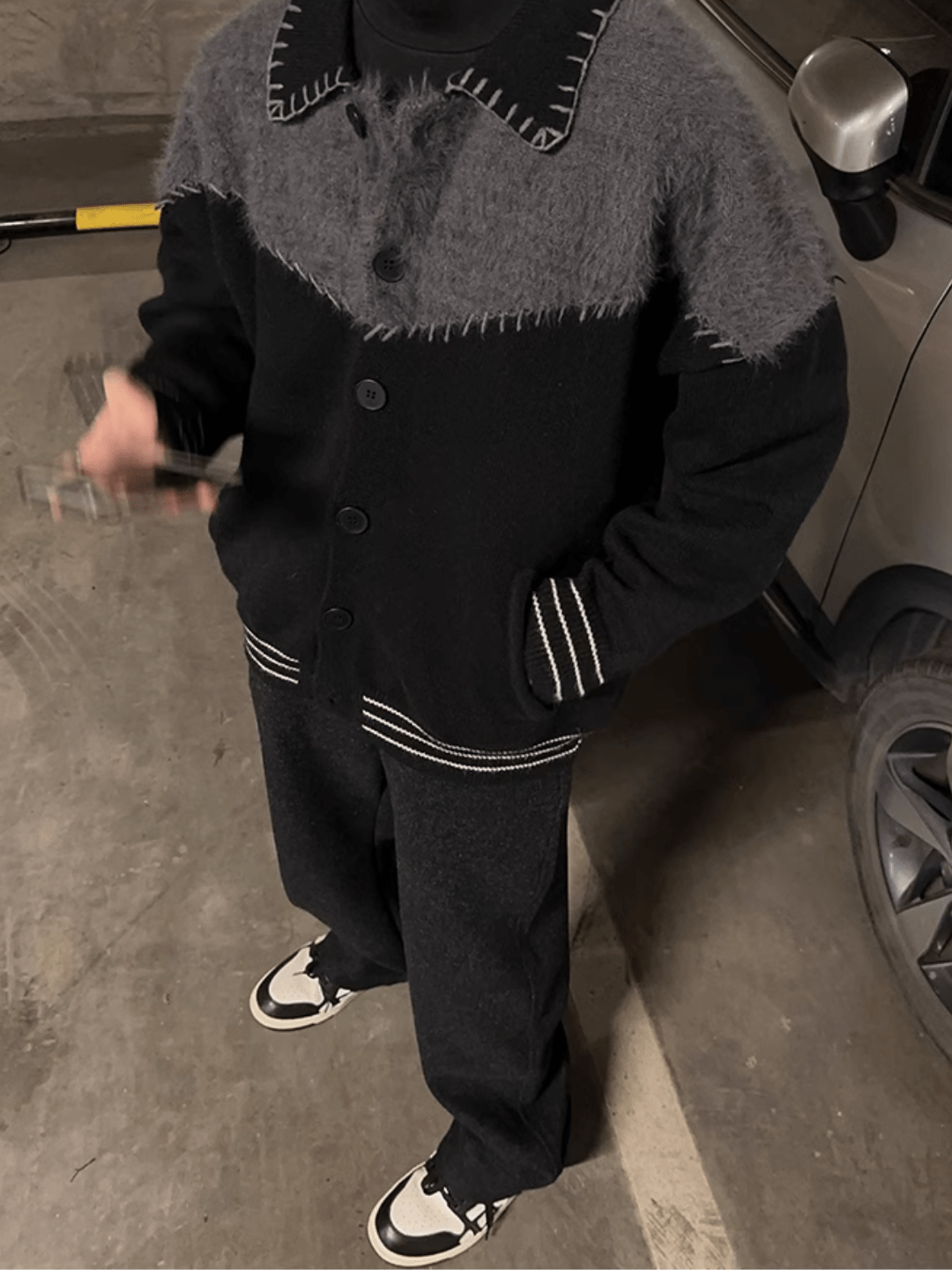 [JM HOMME] Clashing color loose sweater jacket   FE0619