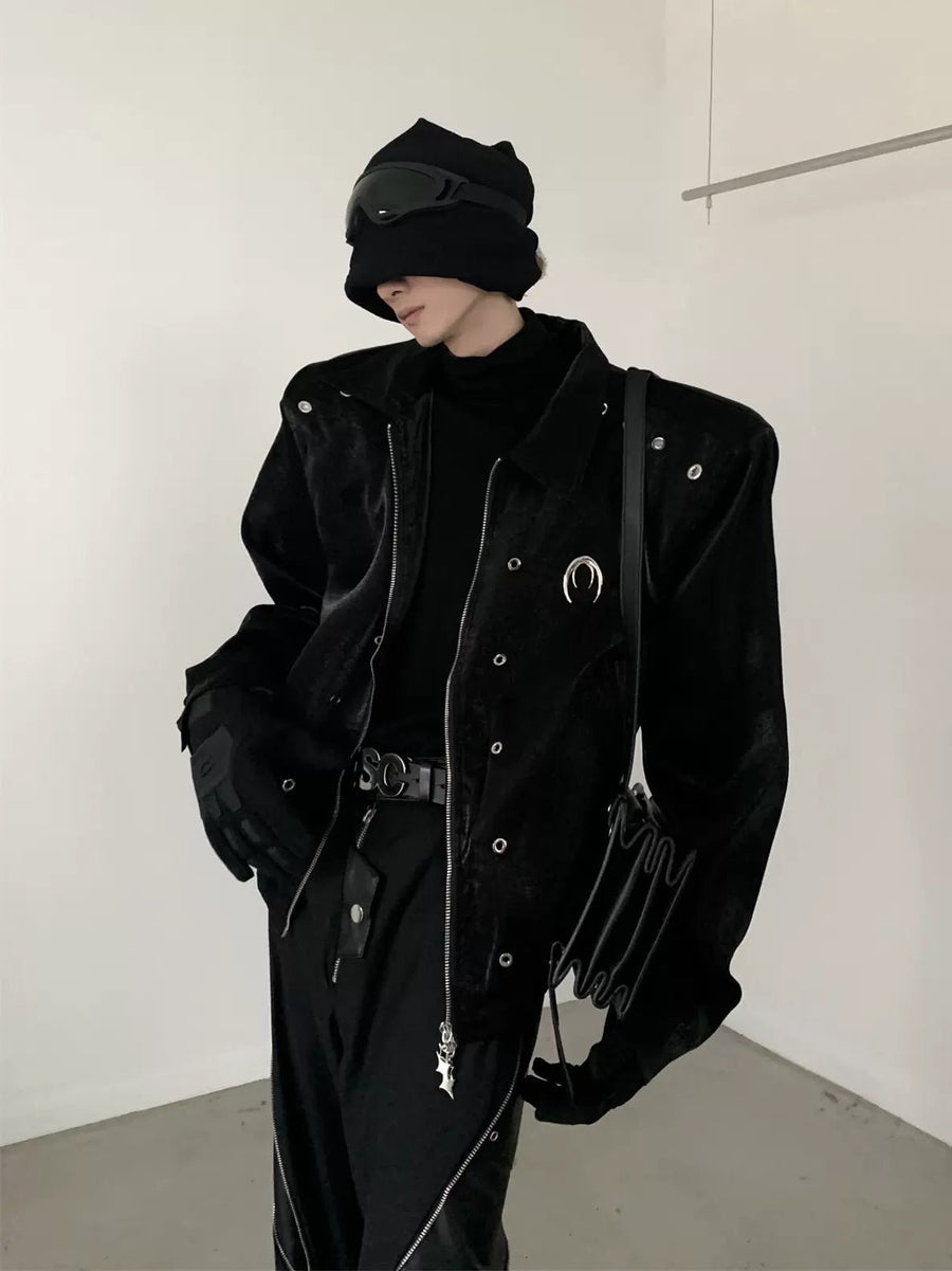SHOULDER PADS SILHOUETTE LAPEL SHORT JACKET FE0466