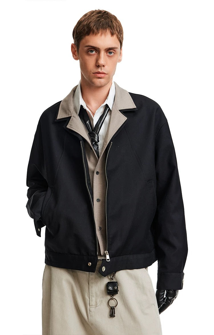 Men’s Deconstructed Layered Jacket – Vintage Minimal Street Outerwear   FE0034