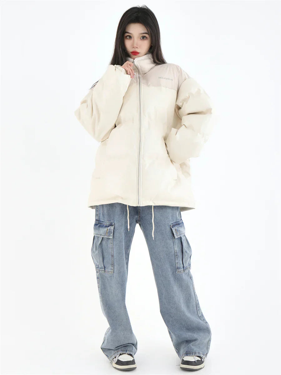 [INSstudios] PU LEATHER COTTON ZIPPER JACKET   FE0461