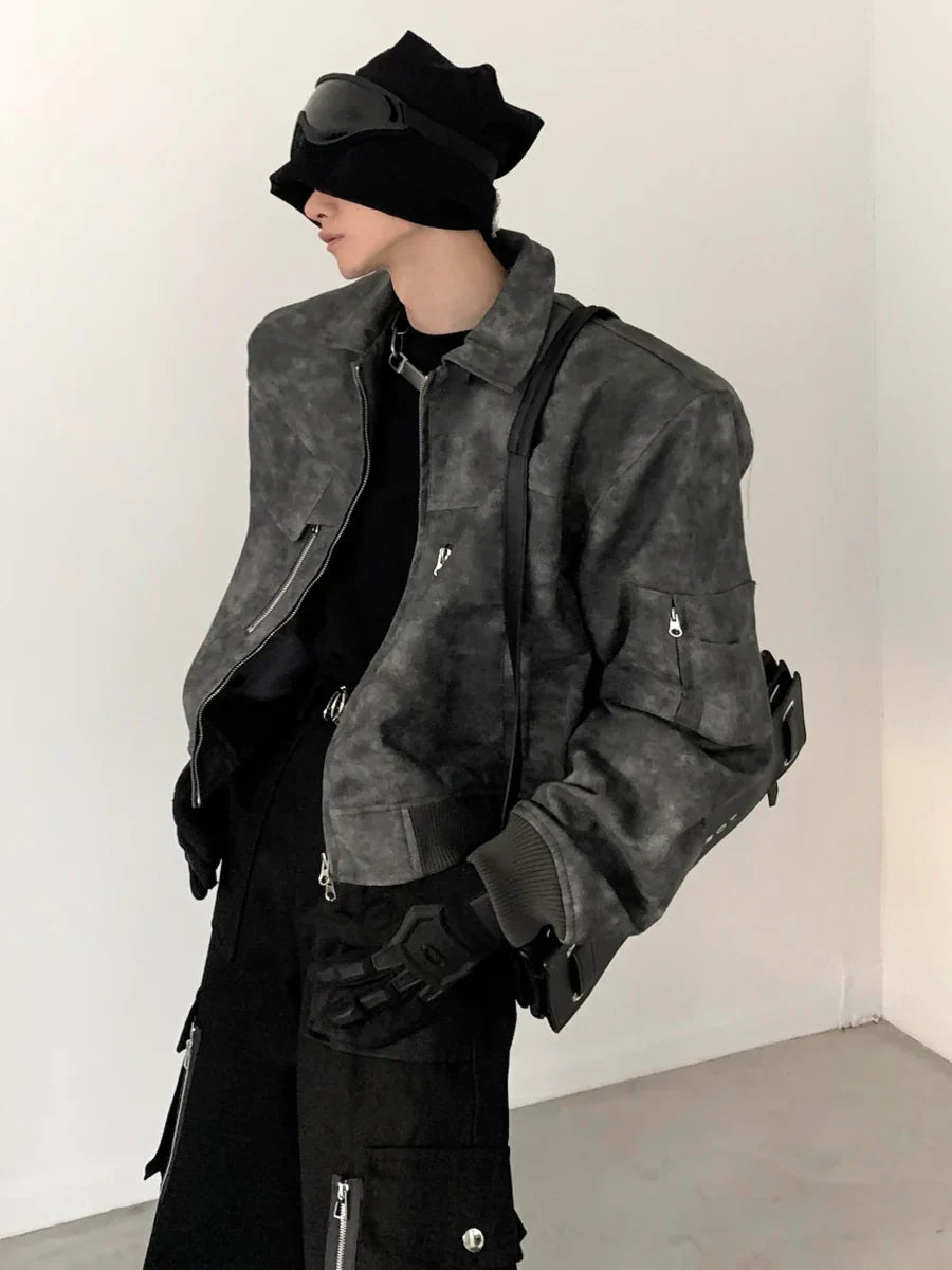 WASHED FROSTED LEATHER JACKET  FE0464