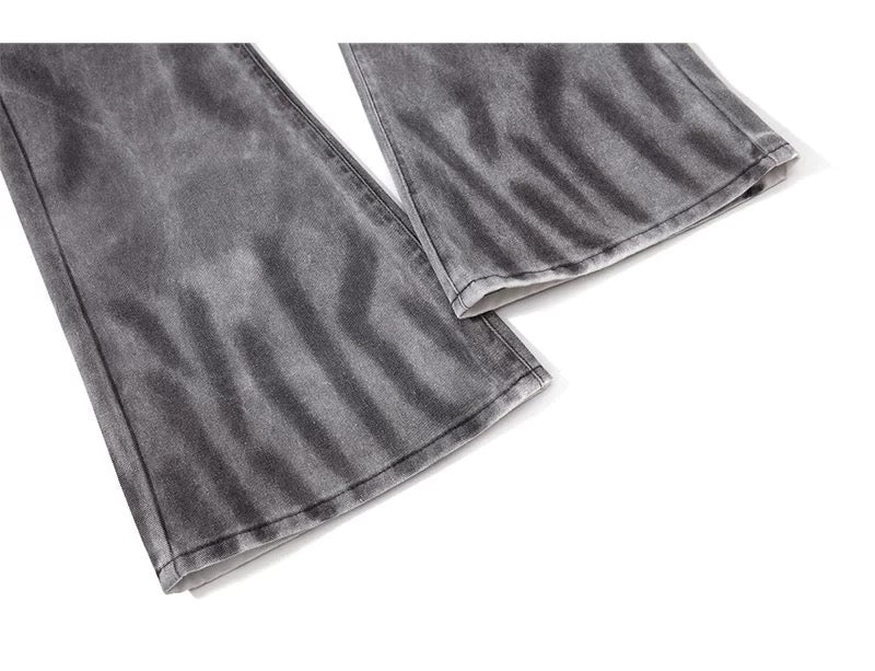 Men’s Smoke Washed Vintage Jeans – Distressed American Street Denim Pants   FE0311