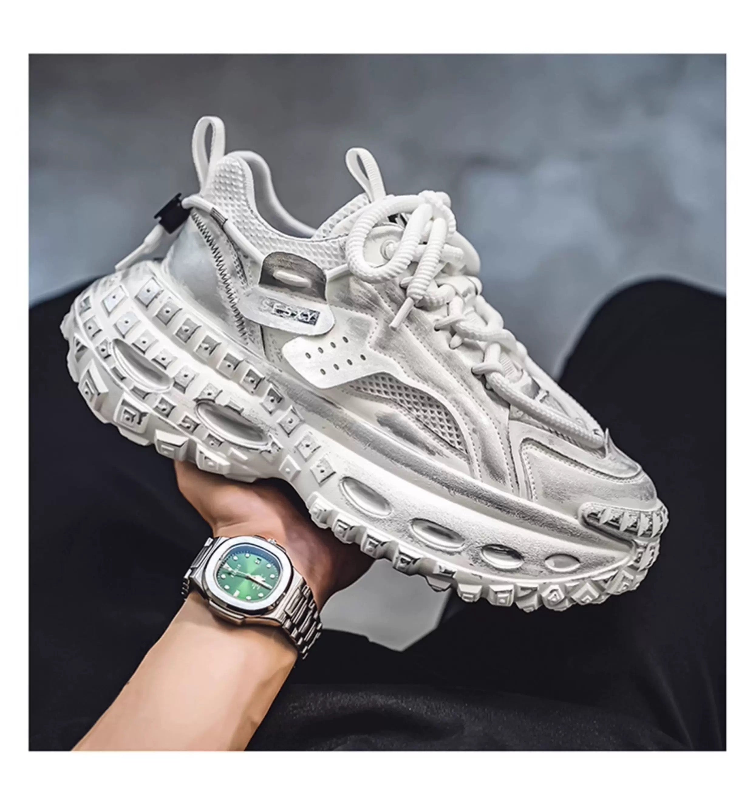 Men’s 2025 New Chunky Sneakers Tire Sole Platform Dad Shoes Fashion Street Style Casual Running ShoesS0016