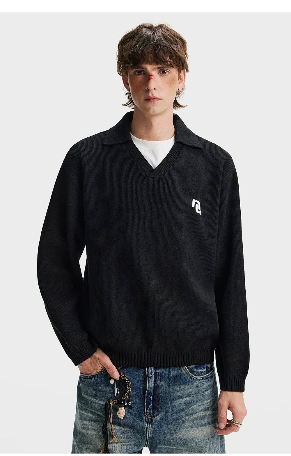 Men’s American Streetwear Loose Knit Sweater   FE0393