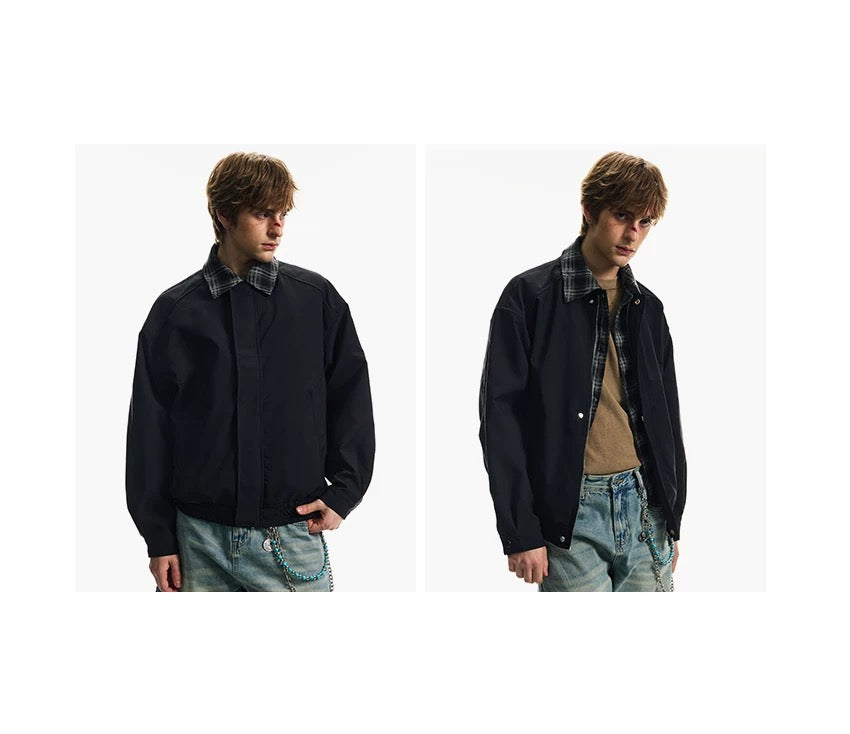 Men’s Retro American Plaid Lapel Jacket   FE0079