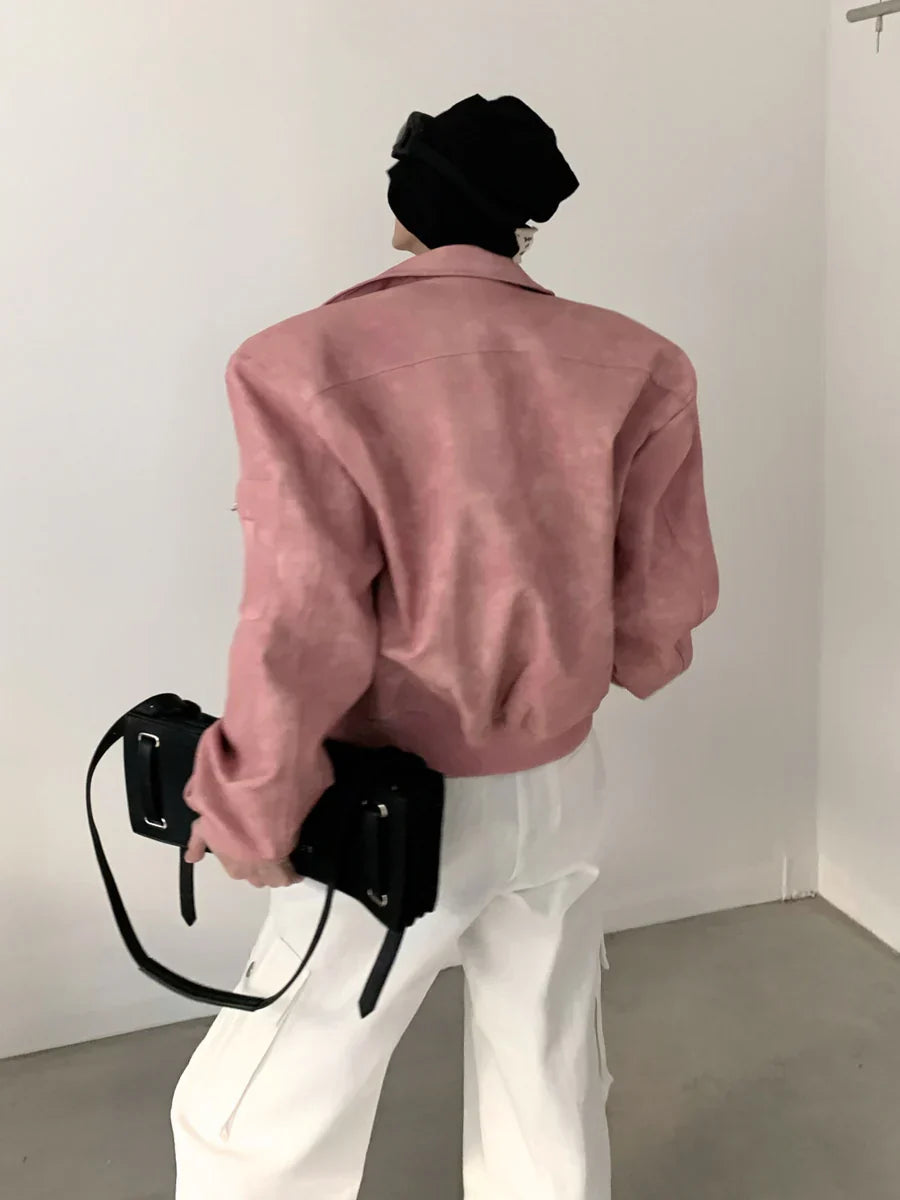 WASHED FROSTED LEATHER JACKET  FE0464