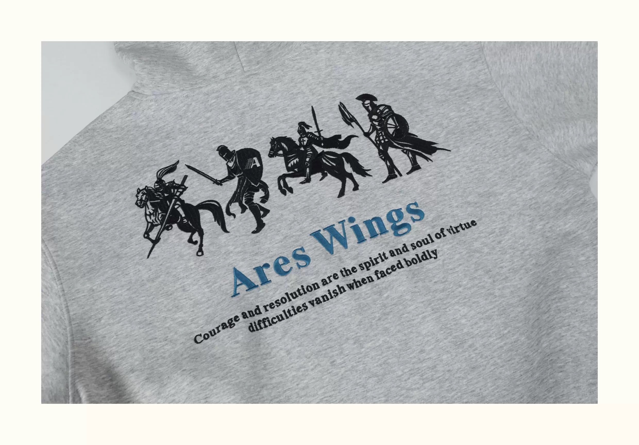 Men’s Embroidered Warhorse Hoodie – American Retro Street Pullover Sweatshirt   FE0006
