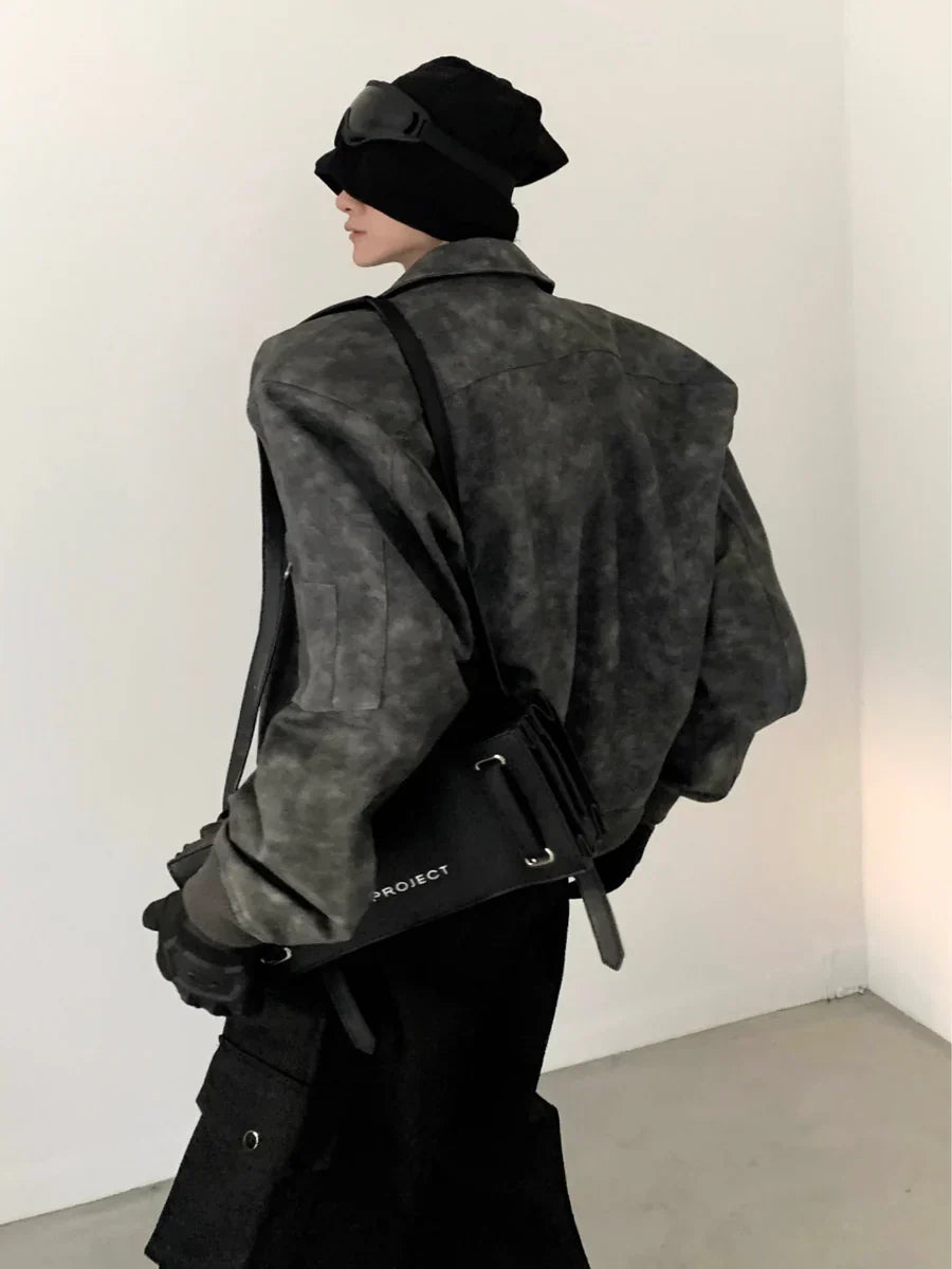 WASHED FROSTED LEATHER JACKET  FE0464