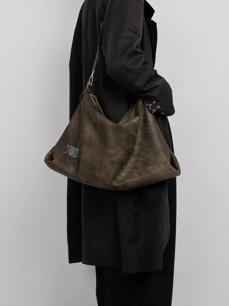 [LUCKYSTUDIO]LARGE SOFT LEATHER SHOULDER CROSSBODY BAG   FA113