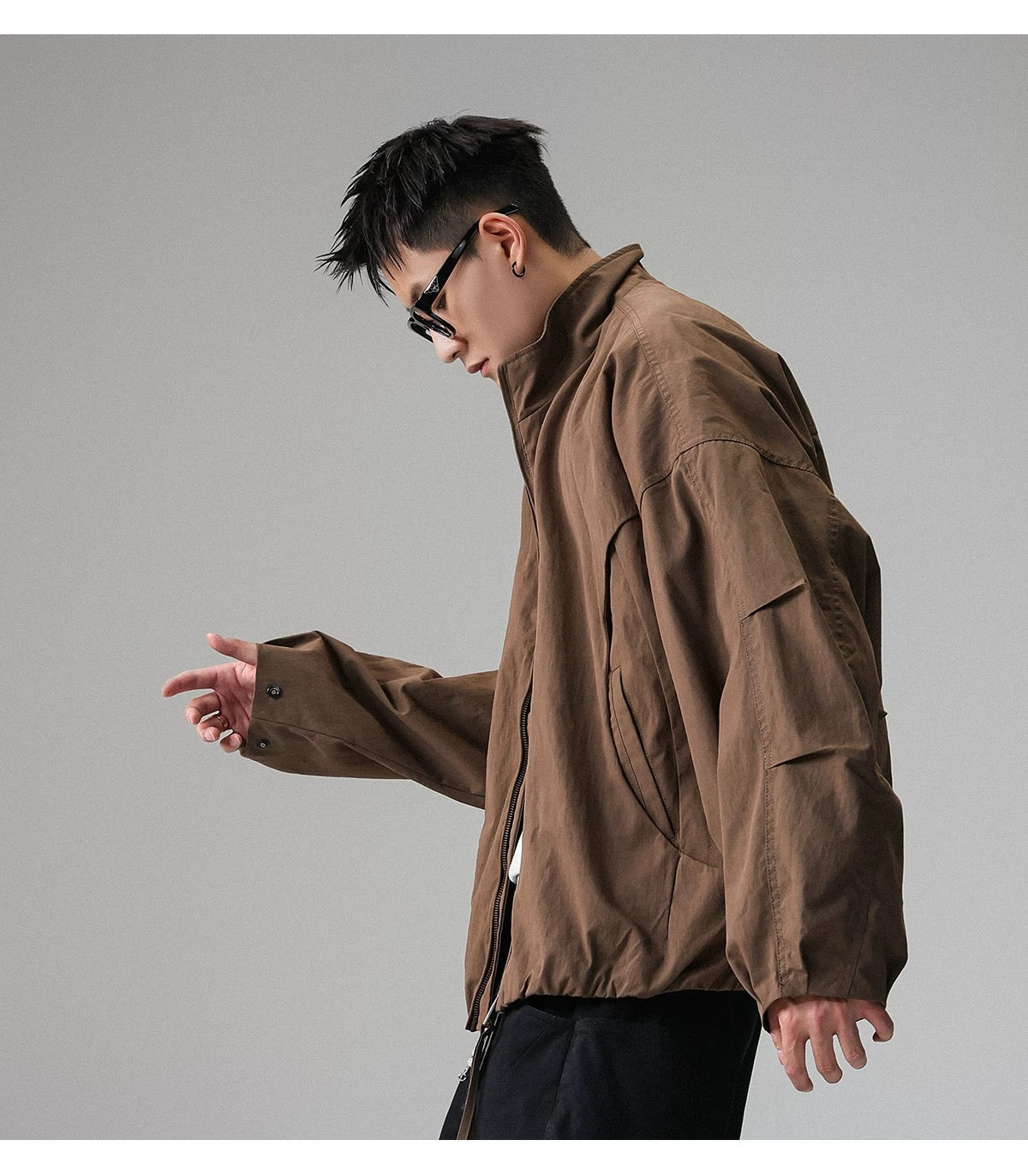 American Stand-Collar Jacket – Vintage Minimalist Streetwear Outerwear   FE0351