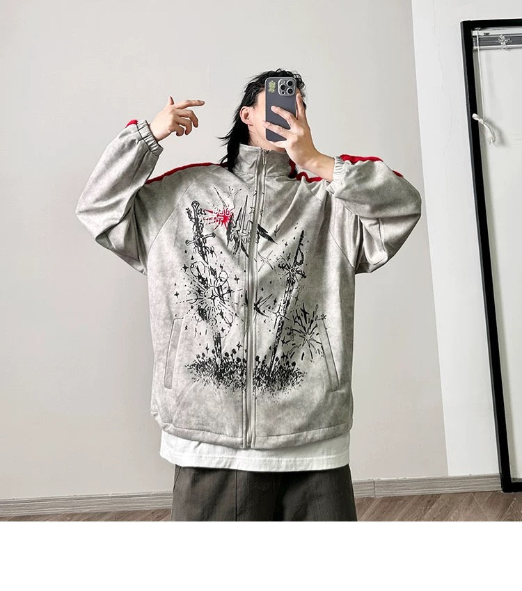 Men’s Printed Color-Block Fleece Jacket  FE0333