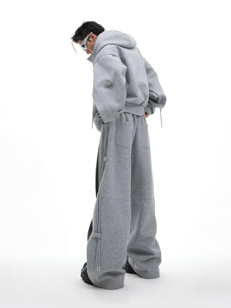 LOOSE HOODED SWEATER JACKET + BOTTOMS  FE0491