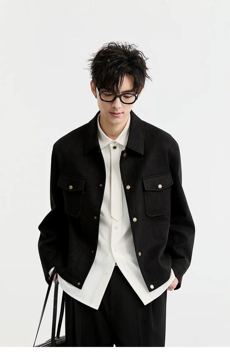 Men's Retro Premium Faux Suede Lapel Jacke  FE0275