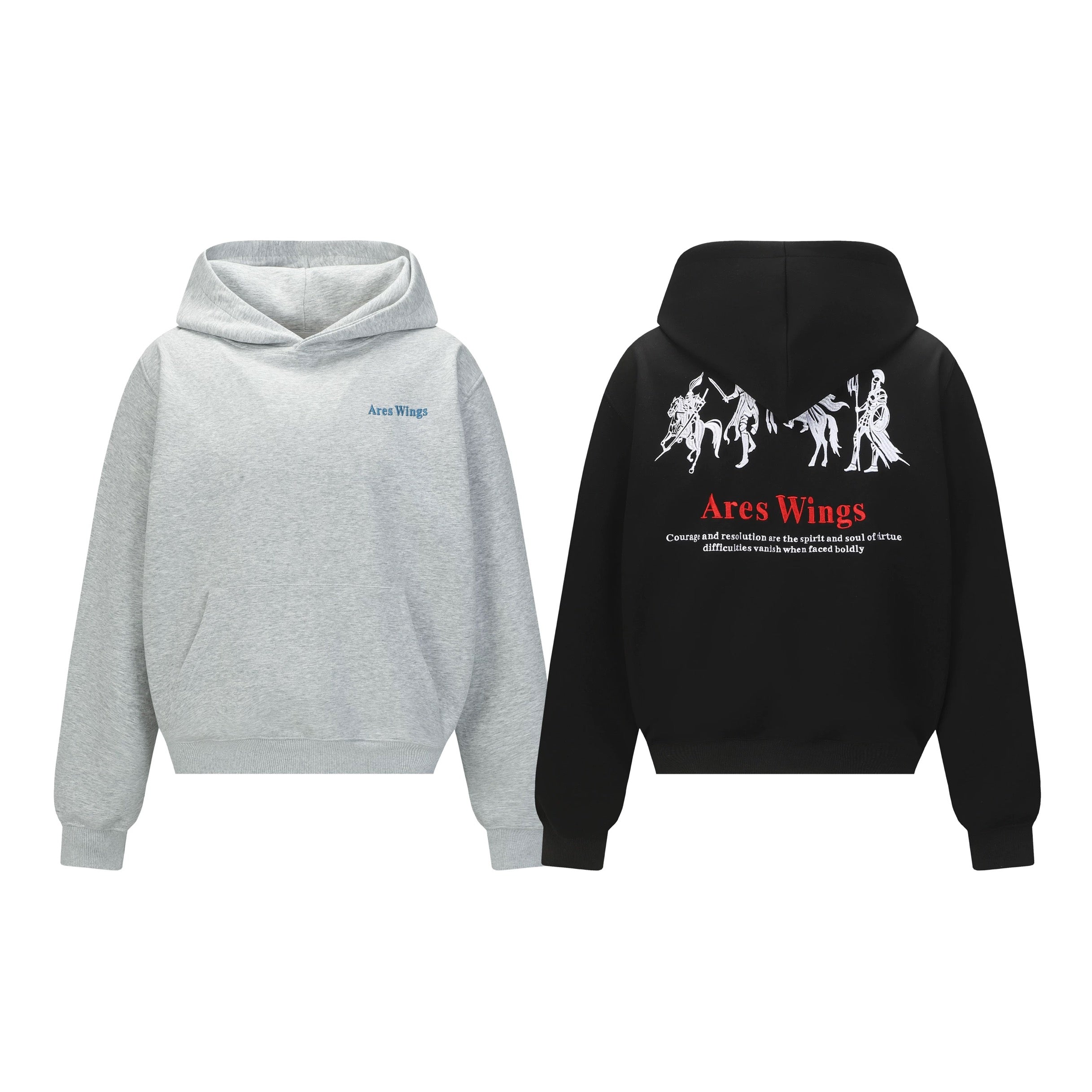 Men’s Embroidered Warhorse Hoodie – American Retro Street Pullover Sweatshirt   FE0006