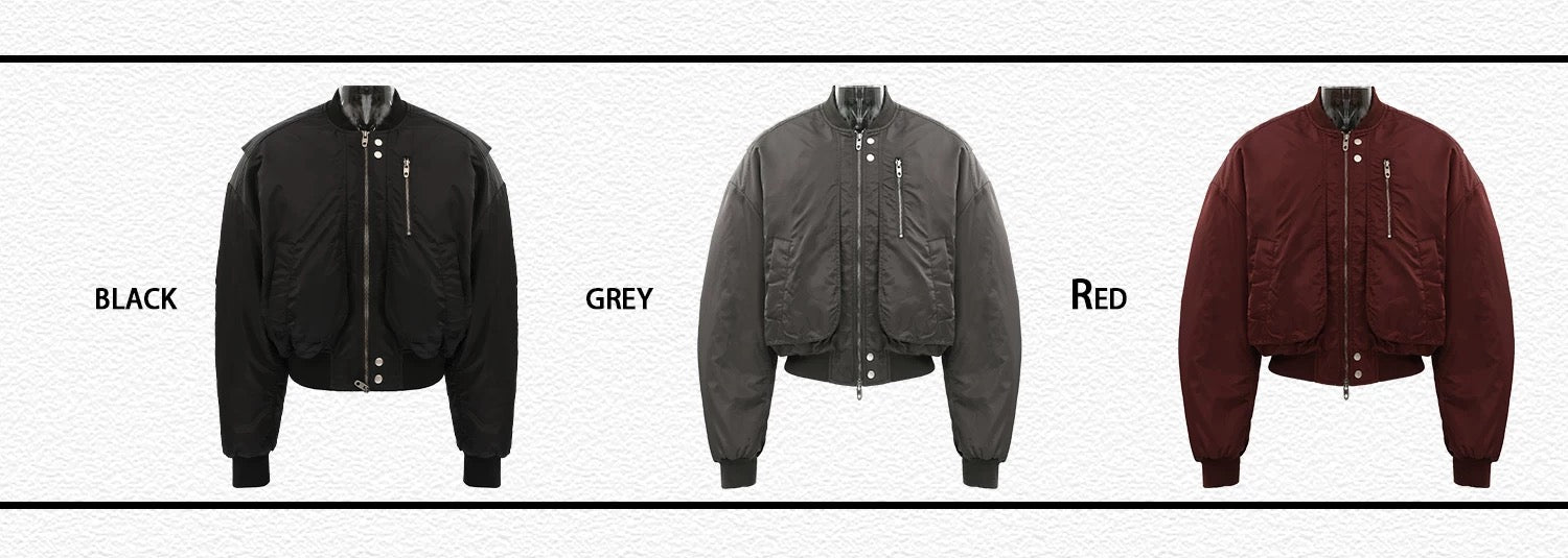 Men’s Cropped Bomber Puffer Jacket – American High Street Short Cotton Outerwear   FE0025