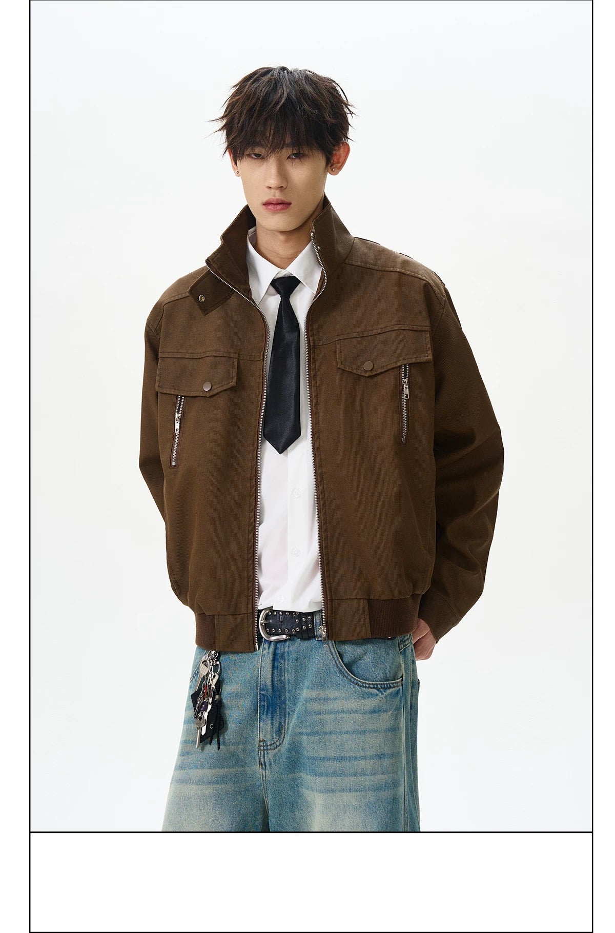Men’s Stand-Collar American Streetwear Jacket   FE0086