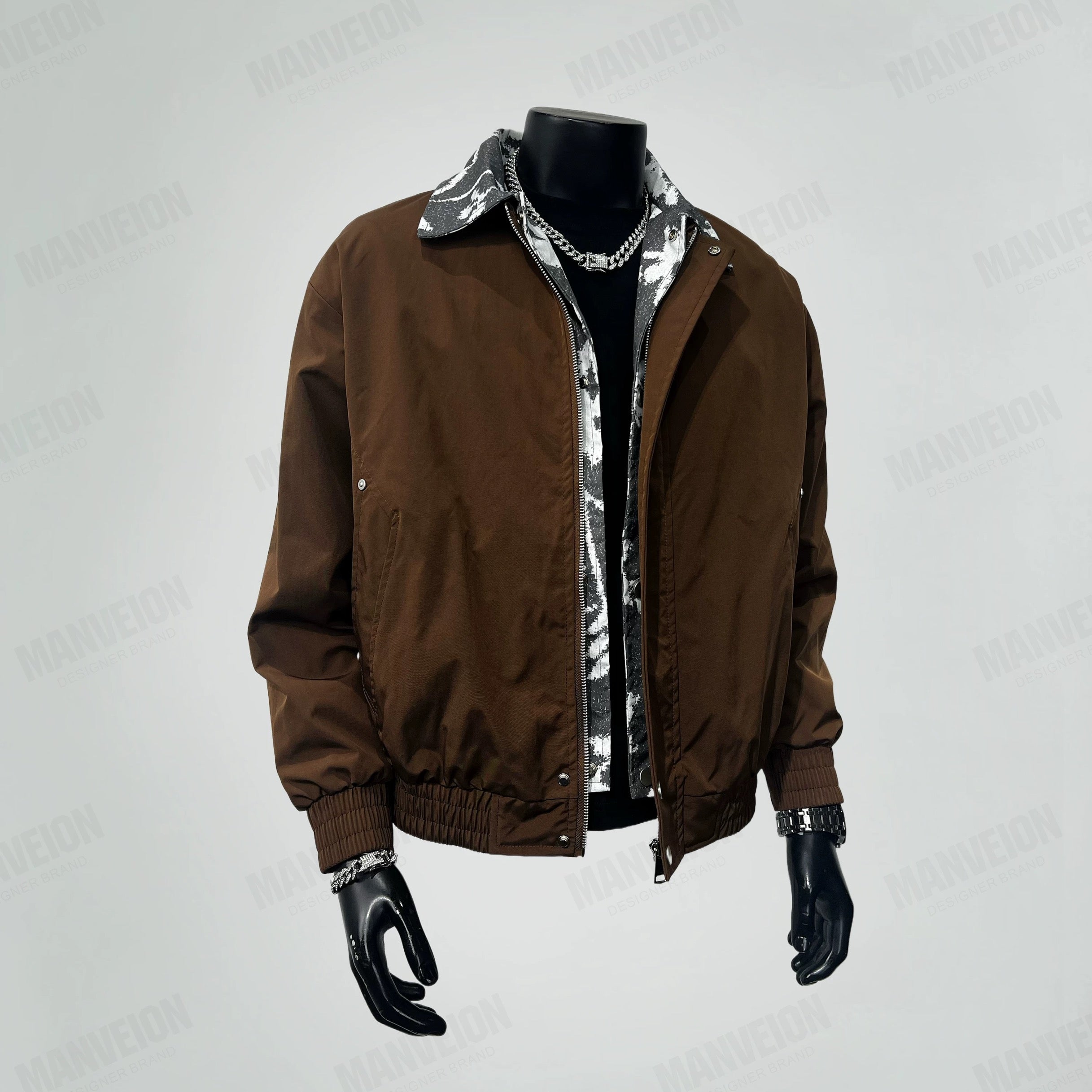 Men’s Vintage Layered Collar Jacket – Loose Fit Retro Streetwear Coat   FE0015