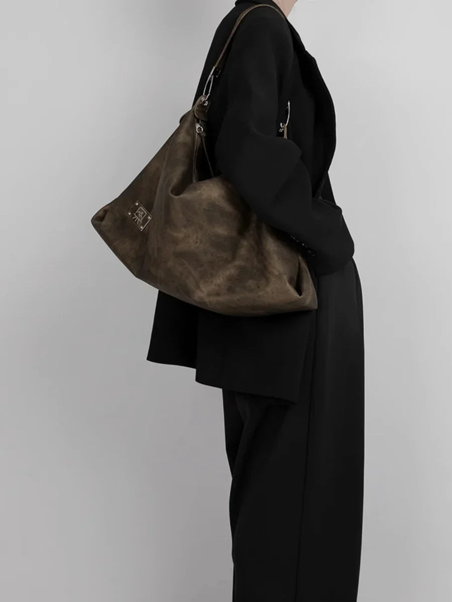 [LUCKYSTUDIO]LARGE SOFT LEATHER SHOULDER CROSSBODY BAG   FA113