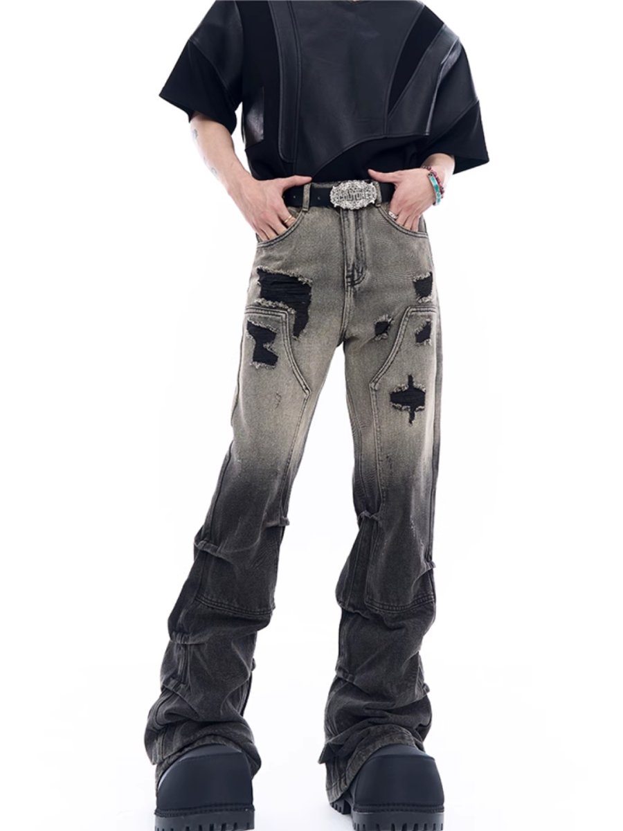 damage denim pants  FE0433