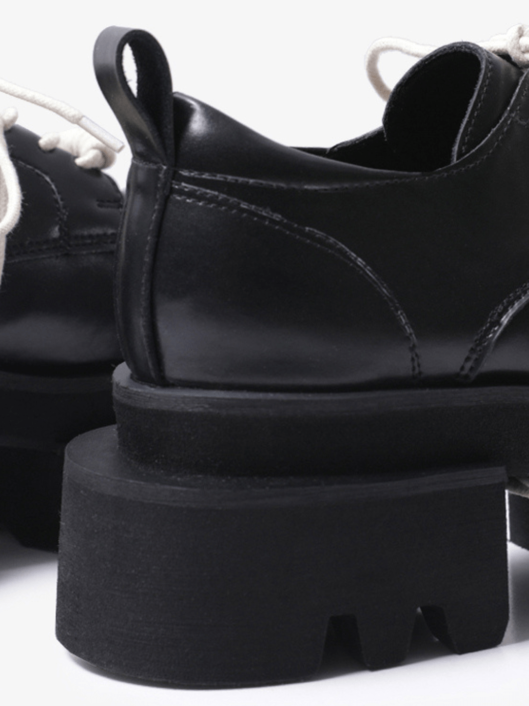 leather square head lace-up Derby shoes S034