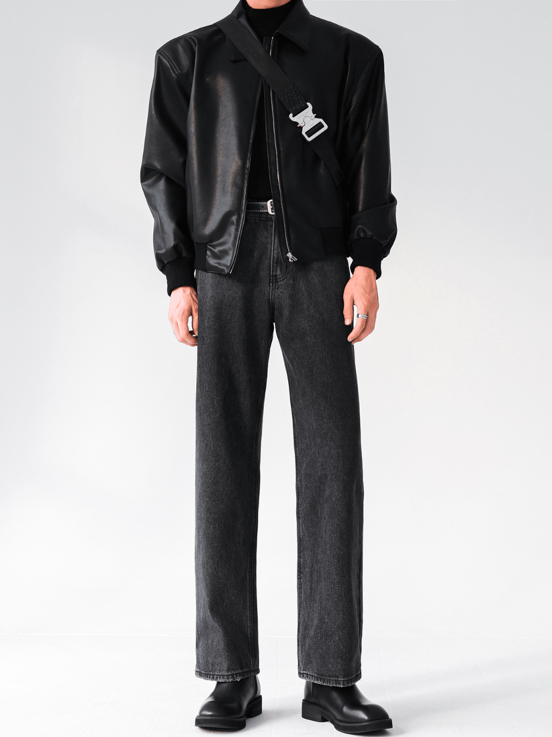 [HOHO] Dumb black leather jacket FE0621