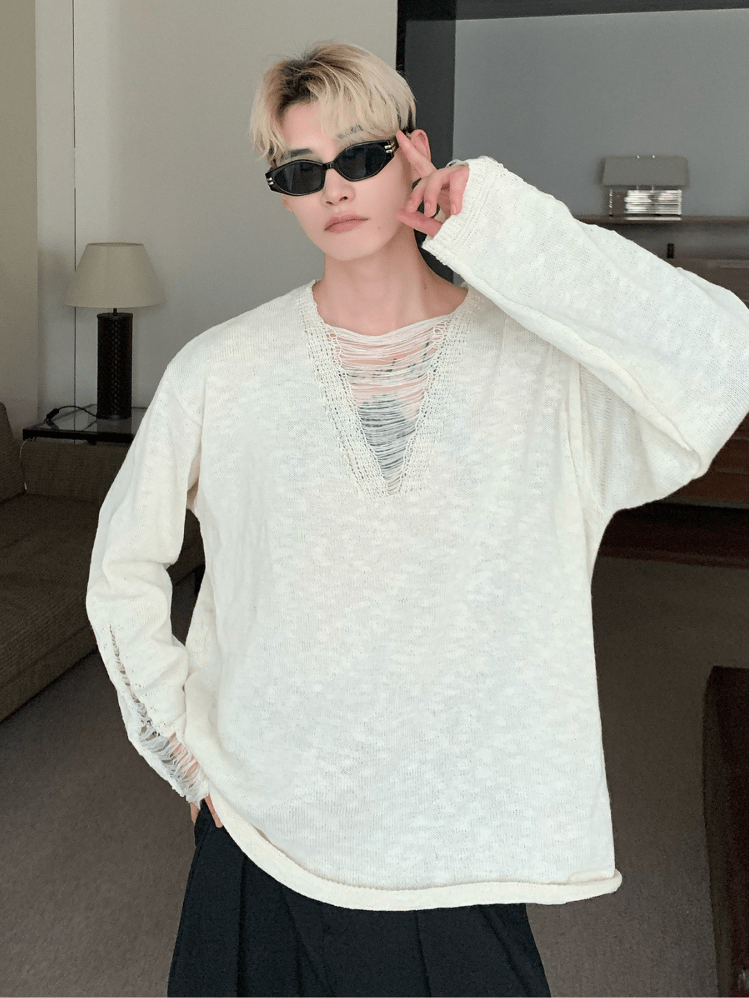 [CUIBUJU] V-neck loose trend within shirt   FE0552