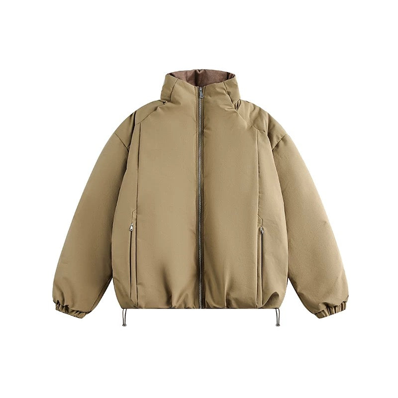 Men’s White Duck Down Stand Collar Puffer Jacket – Minimal Warm Winter Outerwear FE0039