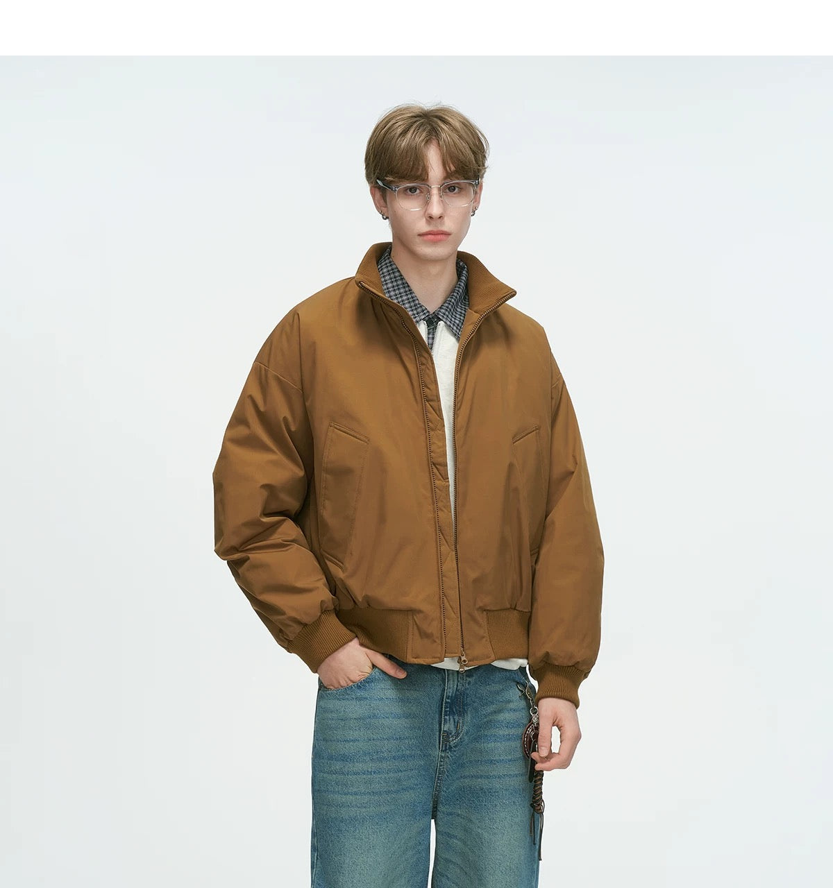 Stand Collar Down Jacket – Minimalist Warm Puffer for Winter Street Style   FE0073