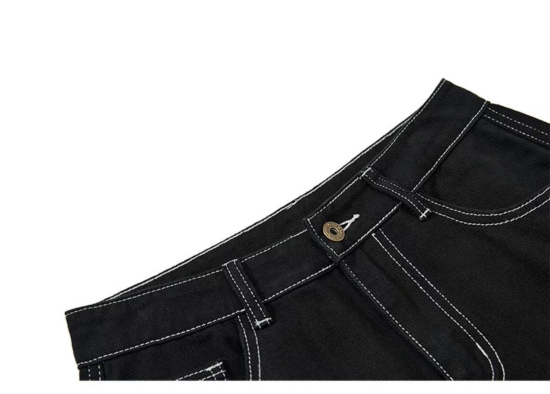 American Curved Wide-Leg Streetwear Trousers  FE0297