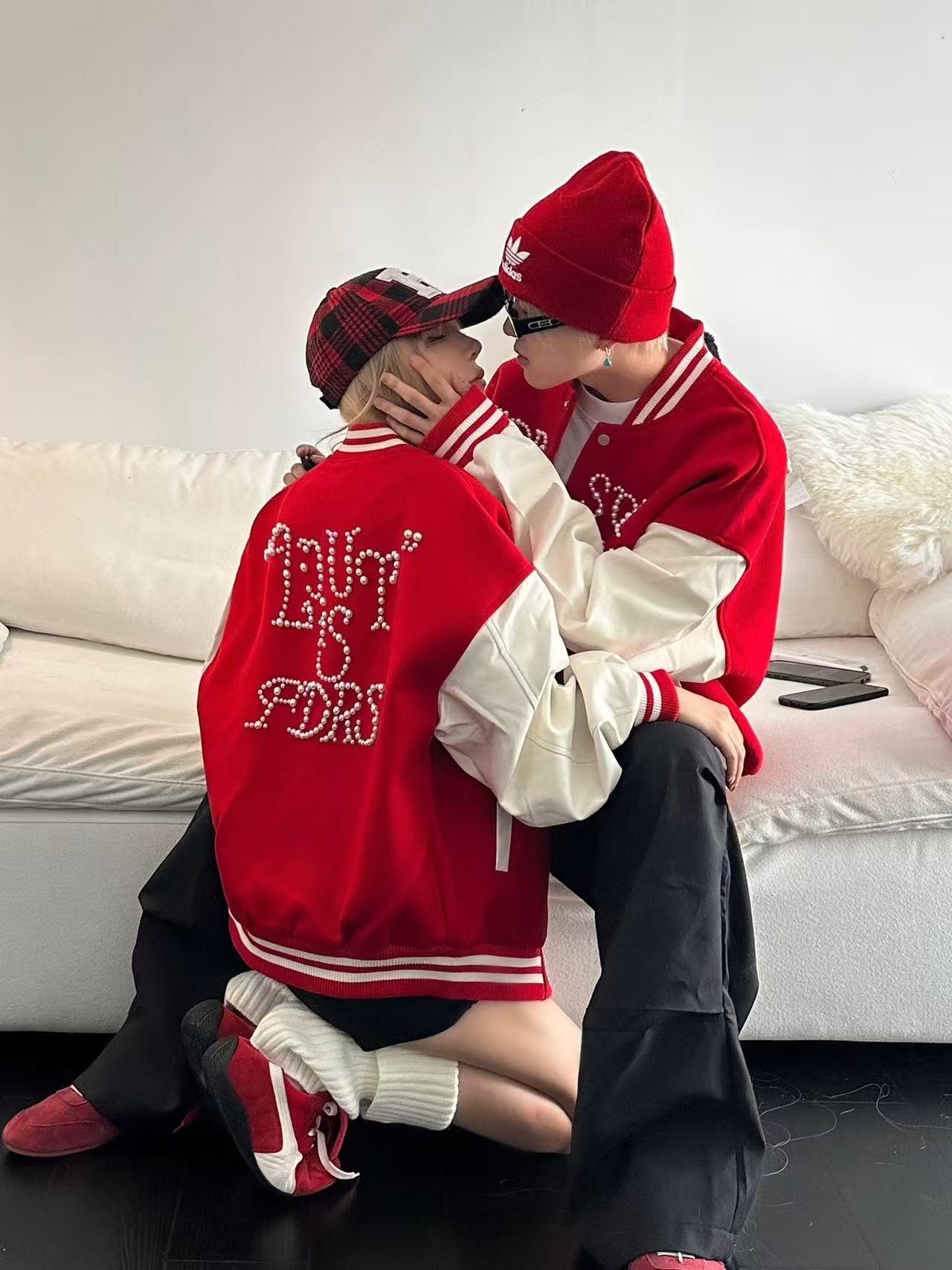 American Streetwear Rhinestone Baseball Jacket   FE0272