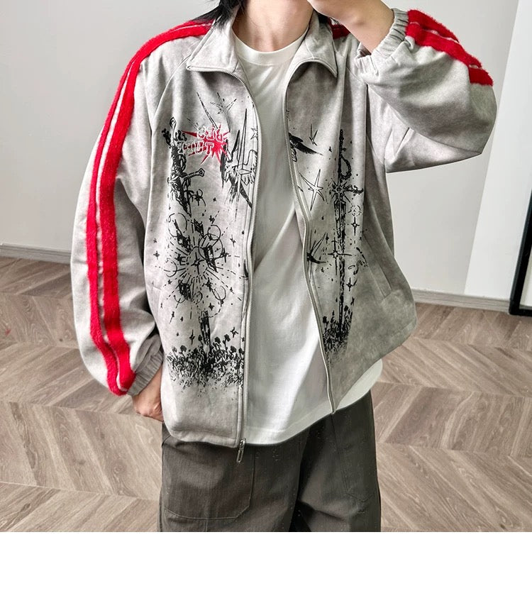 Men’s Printed Color-Block Fleece Jacket  FE0333